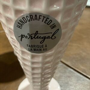 Set of 6 pale pink ceramic waffle cone cups . Made in Portugal NEW